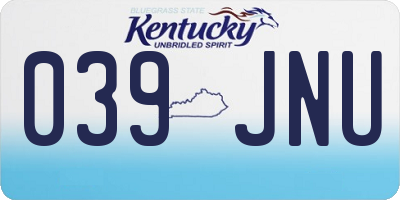 KY license plate 039JNU
