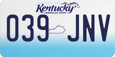 KY license plate 039JNV