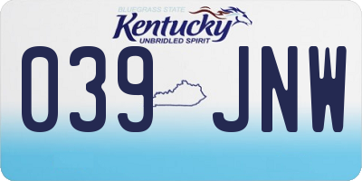 KY license plate 039JNW