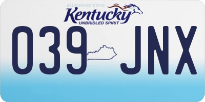 KY license plate 039JNX