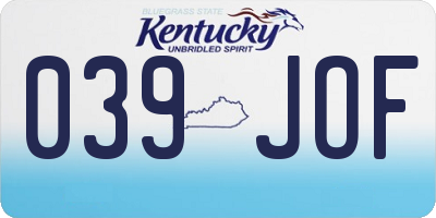 KY license plate 039JOF