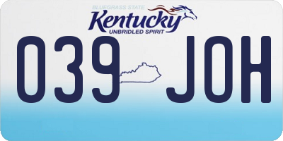 KY license plate 039JOH