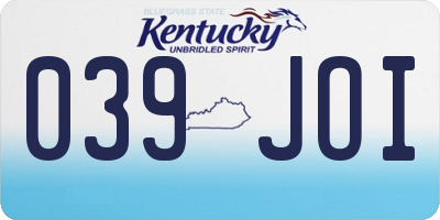 KY license plate 039JOI