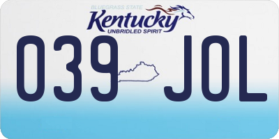 KY license plate 039JOL