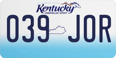 KY license plate 039JOR