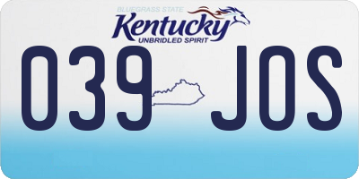 KY license plate 039JOS