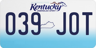 KY license plate 039JOT