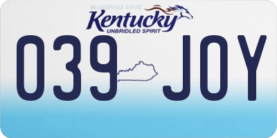 KY license plate 039JOY
