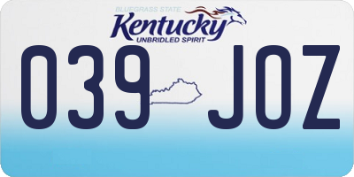 KY license plate 039JOZ