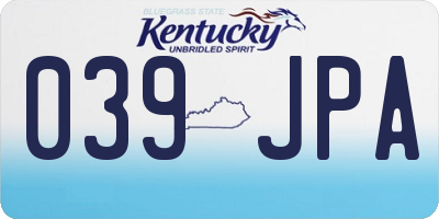 KY license plate 039JPA