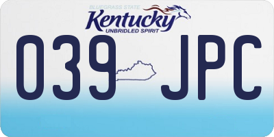 KY license plate 039JPC