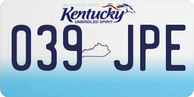 KY license plate 039JPE