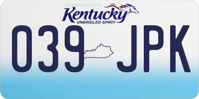 KY license plate 039JPK