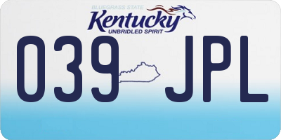 KY license plate 039JPL