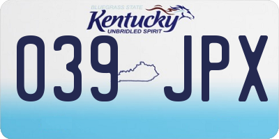 KY license plate 039JPX