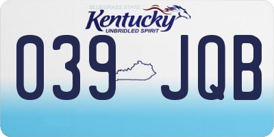 KY license plate 039JQB