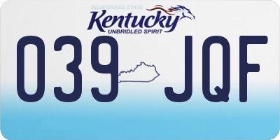 KY license plate 039JQF