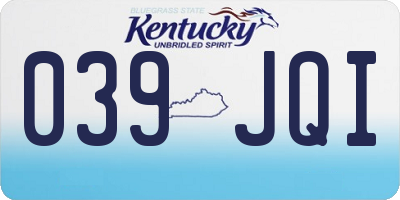 KY license plate 039JQI