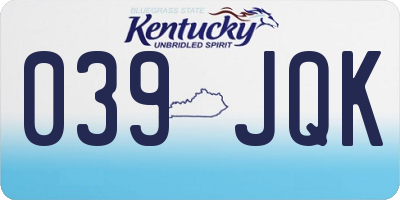 KY license plate 039JQK