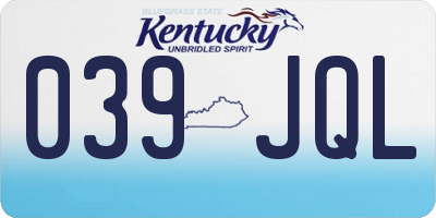 KY license plate 039JQL