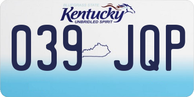 KY license plate 039JQP