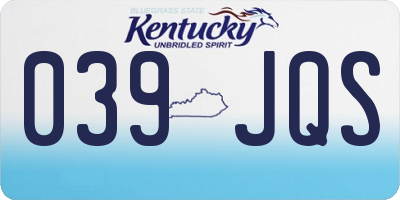 KY license plate 039JQS