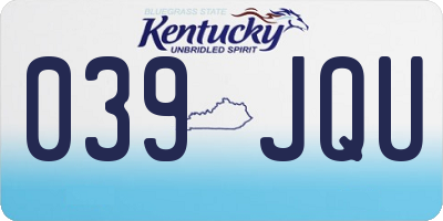KY license plate 039JQU