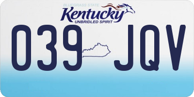 KY license plate 039JQV