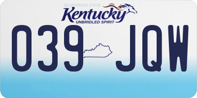 KY license plate 039JQW