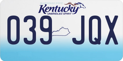 KY license plate 039JQX