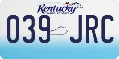 KY license plate 039JRC
