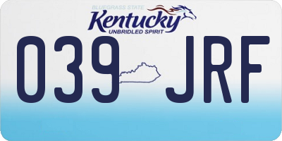 KY license plate 039JRF