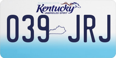 KY license plate 039JRJ
