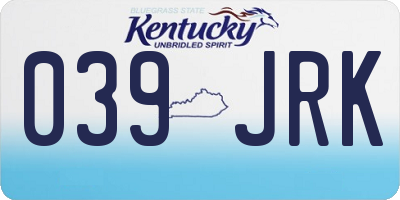 KY license plate 039JRK