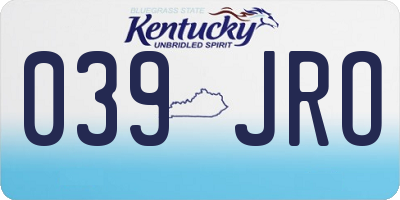 KY license plate 039JRO