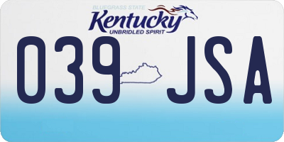 KY license plate 039JSA