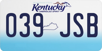 KY license plate 039JSB