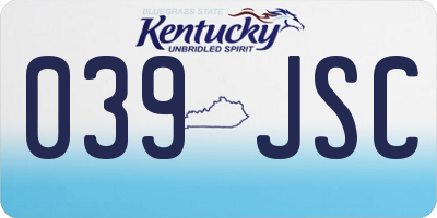 KY license plate 039JSC
