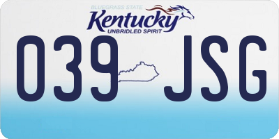 KY license plate 039JSG