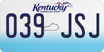 KY license plate 039JSJ