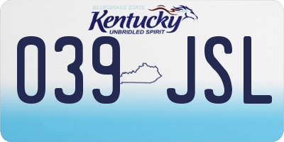 KY license plate 039JSL