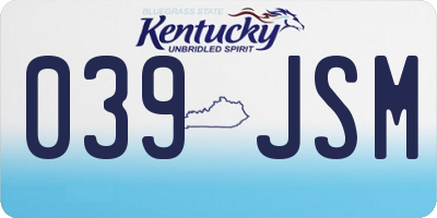 KY license plate 039JSM
