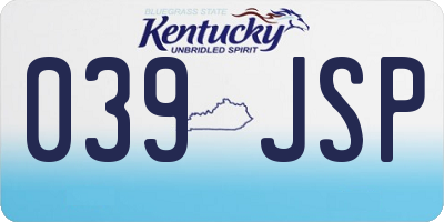 KY license plate 039JSP