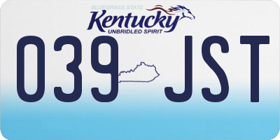 KY license plate 039JST