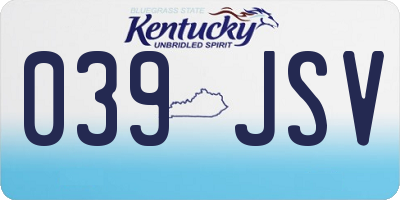 KY license plate 039JSV