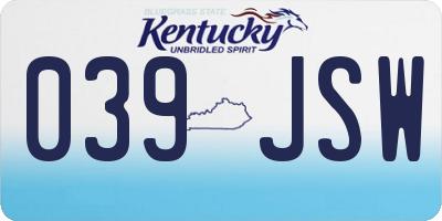 KY license plate 039JSW