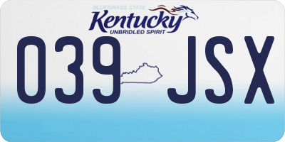 KY license plate 039JSX