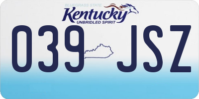 KY license plate 039JSZ