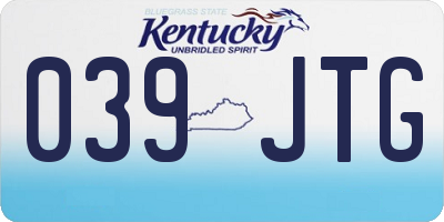KY license plate 039JTG