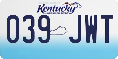 KY license plate 039JWT